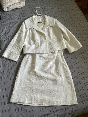 Vintage Gloria Gaudette Ivory Textured Skirt Suit Set